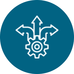 Icon of gear with diverging arrows