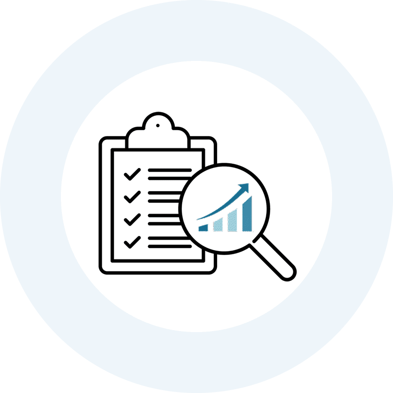 Growth chart with checklist graphic