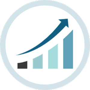 Rising bar graph with arrow