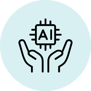 AI chip held by hands icon