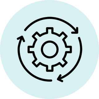 Gear with circular arrows icon