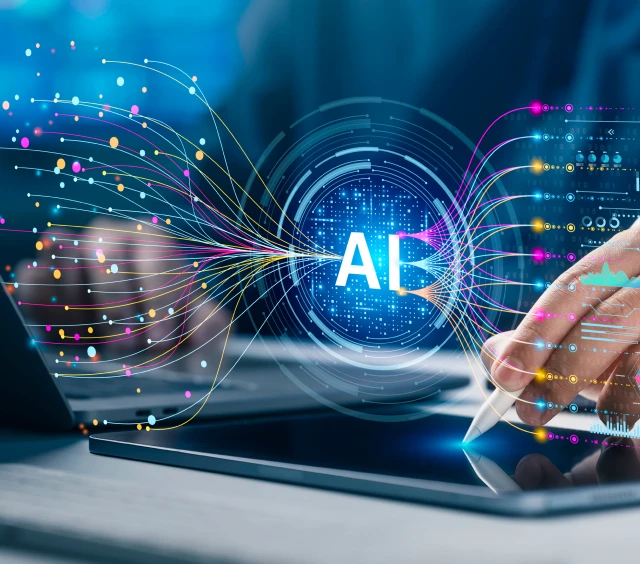AI technology concept with digital graphics